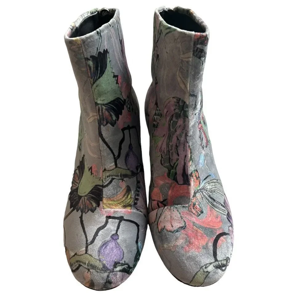 Rag & Bone Drea Floral Velvet Ankle Booties size 37 6.5M Boho Festival Artsy